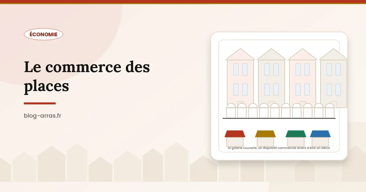 La galerie couverte sous les piliers des places d’Arras et le marché sur le pavé