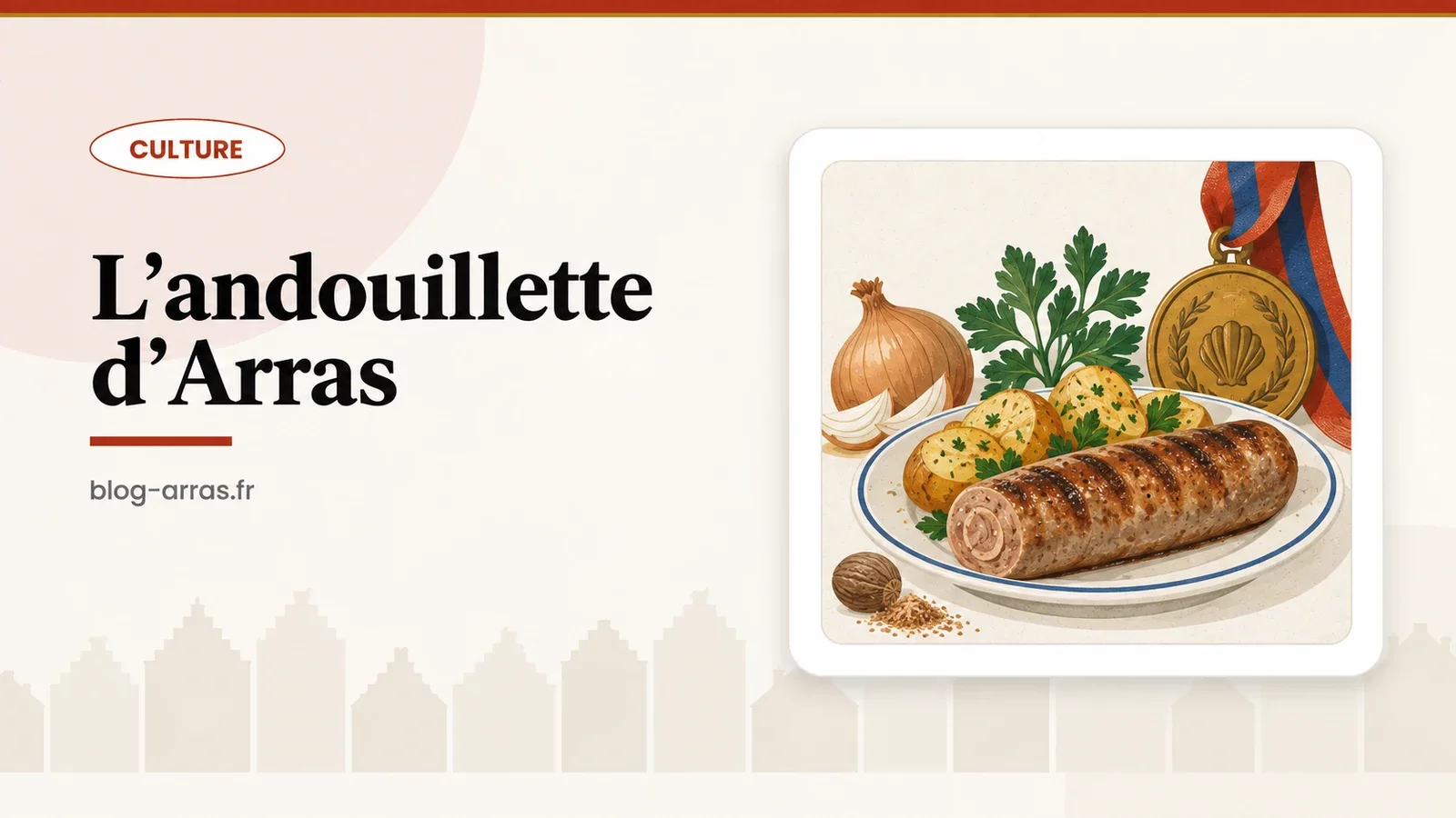 Andouillette d’Arras grillée avec pommes de terre, persil, oignon, noix de muscade et médaille de confrérie